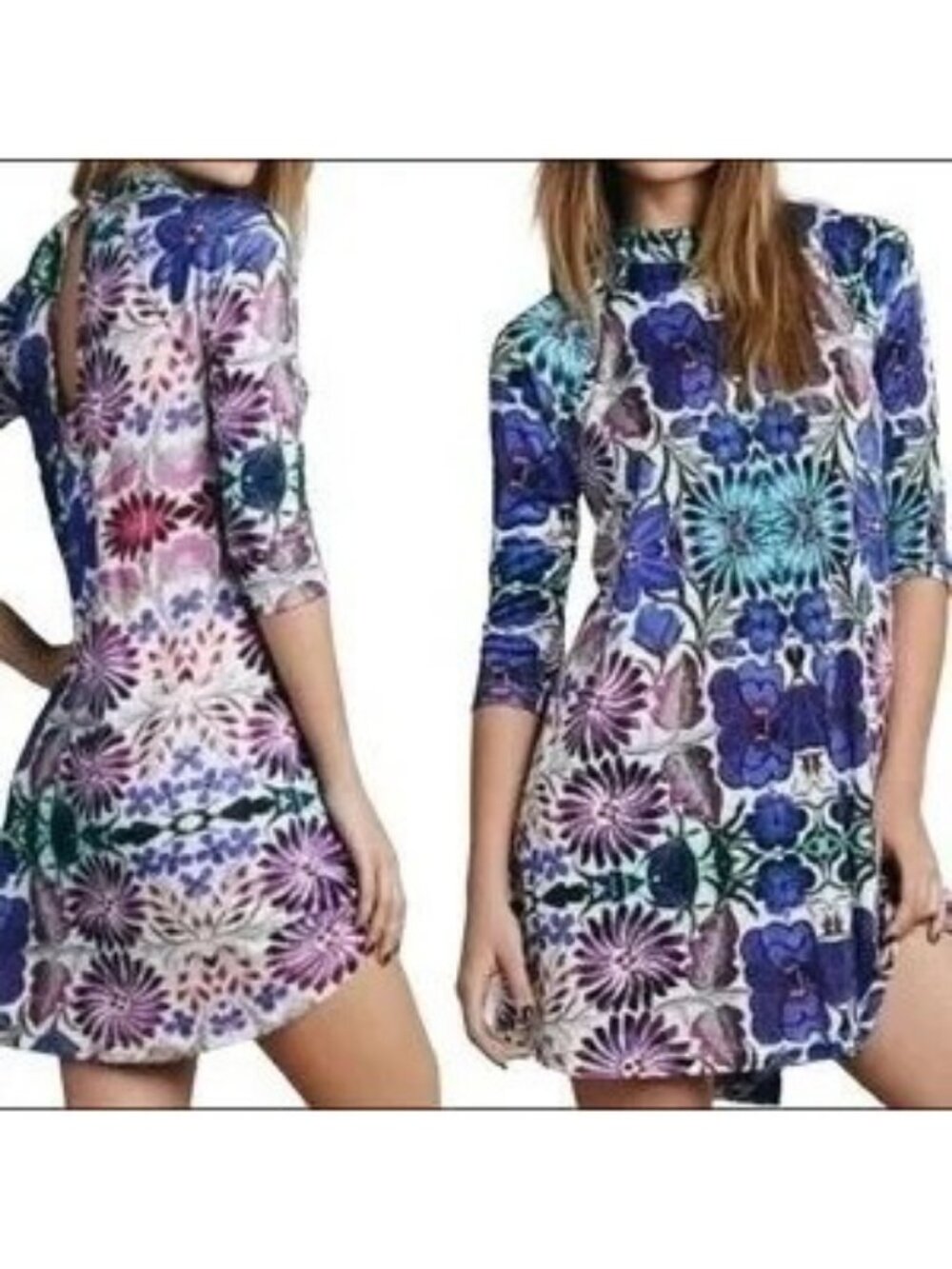 Free People Fiesta Purple Floral Mini Dress